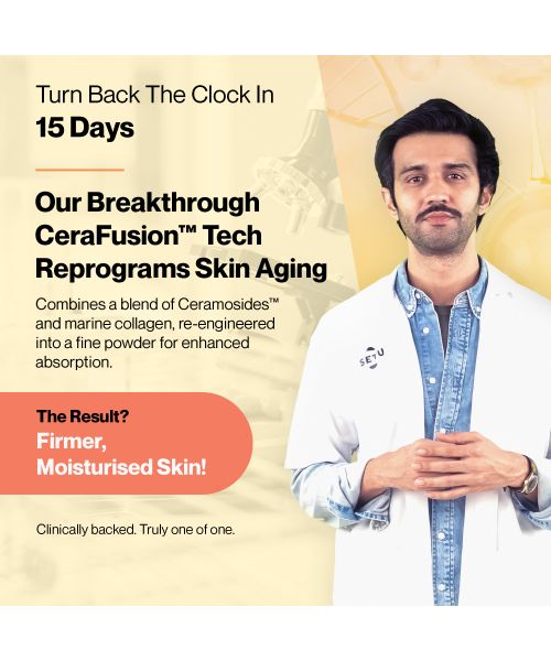 SETU: Youthful with 8g Marine Collagen + Ceramosides™ for 4X Faster Hydration | Supplement to Reduce Wrinkles, Fine Lines & Support Healthy Skin | Collagen Powder For Women & Men | (60 Servings)