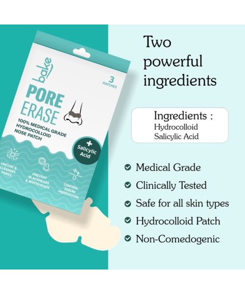 Bake Cosmetics: 2% Salicylic Acid Nose Strips for Blackhead Removal & Pore Cleansing (Pack of 3)
