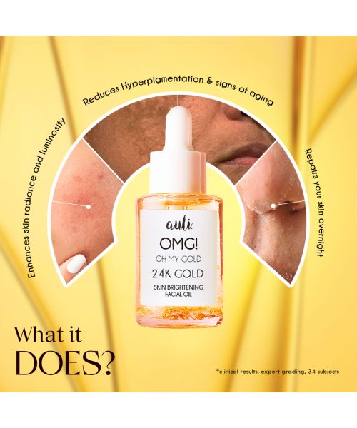 AULI: OMG Pure Rosehip and 24K Gold Flakes induced Facial Oil - 30ml