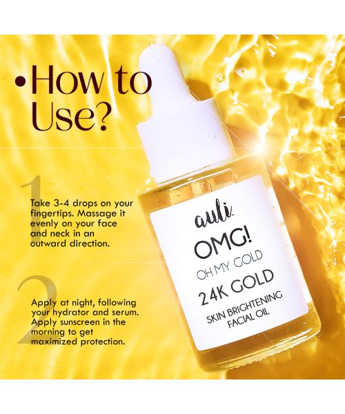 AULI: OMG Pure Rosehip and 24K Gold Flakes induced Facial Oil - 30ml