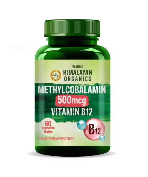 Vlado's Himalayan Organics: Vitamin B12 Supplements 500 mcg - Methylcobalamin B12 Vitamin Tablets - 60 Veg Tablets