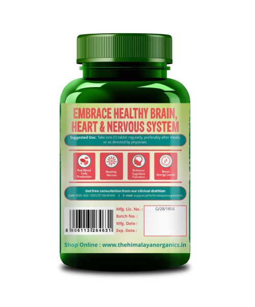 Vlado's Himalayan Organics: Vitamin B12 Supplements 500 mcg - Methylcobalamin B12 Vitamin Tablets - 60 Veg Tablets