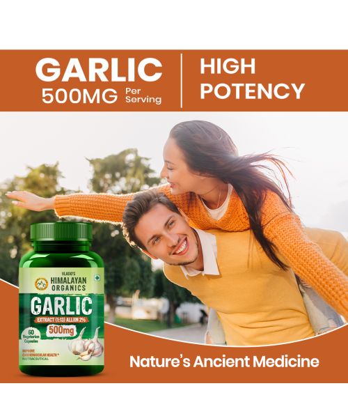 Vlado's Himalayan Organics: Garlic 500Mg Supplement | Extract (1:13) Allium Sativum - 2% - 60 Veg Capsules