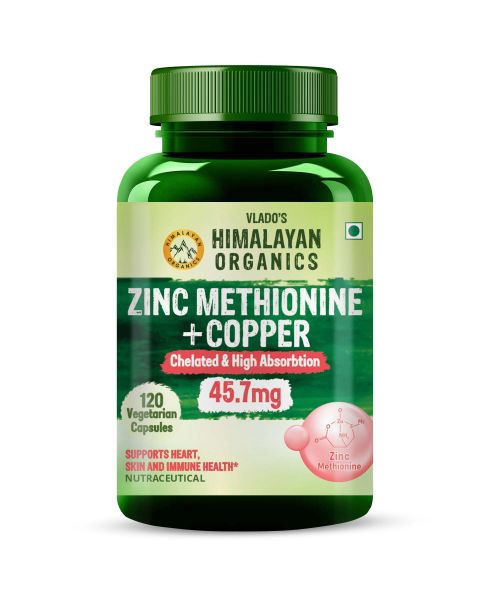 Vlado's Himalayan Organics: Zinc Methionine Chelated Copper | Support Healthy Immune - 120 Veg Capsules
