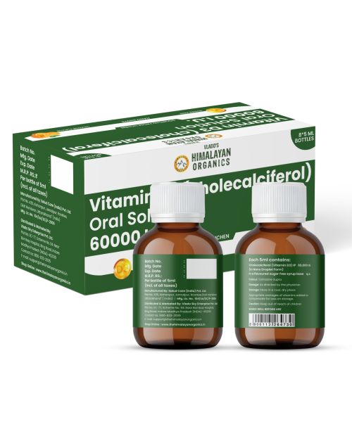 Vlado's Himalayan Organics: Vitamin D3 60000 IU Shots | Cholecalciferol Vitamin D3 60000 IU Supplement 5ml Each bottle - Orange Flavour - (Pack of 8)
