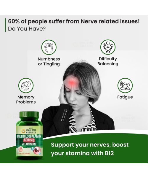 Vlado's Himalayan Organics: Vitamin B12 Supplements 500 mcg - Methylcobalamin B12 Vitamin Tablets - 60 Veg Tablets