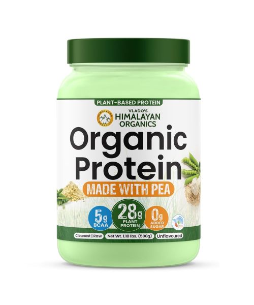 Vlado's Himalayan Organics: Organic protein Powder I Plant protein I 28gm Protein , 5gm BCAA - Unflavoured - 500gm