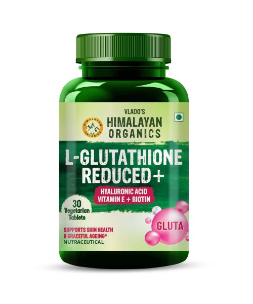Vlado's Himalayan Organics: L-Glutathione Reduced + With Hyaluronic Acid Vitamin E + Biotin - 30 Veg Tablets