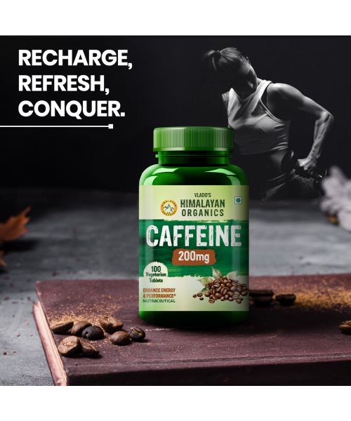 Vlado's Himalayan Organics: Caffeine 200mg | Enhance Energy Metabolism - 100 Veg Tablets