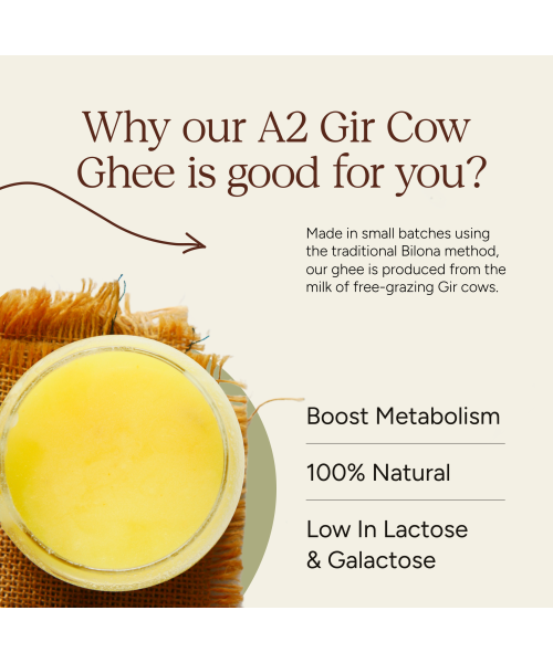 Soil Origin: A2 Gir Cow Ghee (Bilona Churned)  250ml