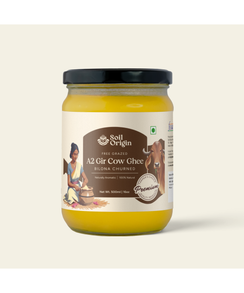 Soil Origin: A2 Gir Cow Ghee (Bilona Churned)  250ml