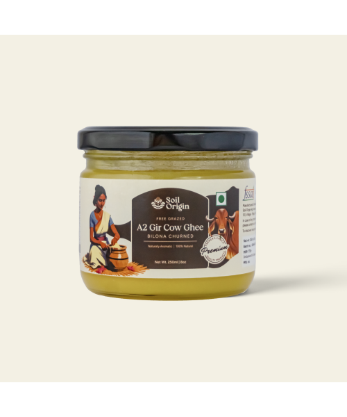 Soil Origin: A2 Gir Cow Ghee (Bilona Churned)  250ml