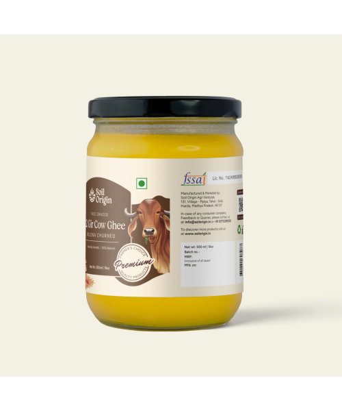 Soil Origin: A2 Gir Cow Ghee (Bilona Churned)  250ml