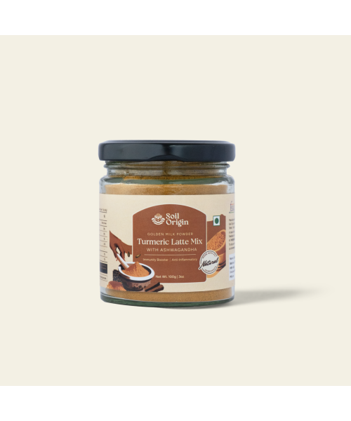 Soil Origin: Turmeric Latte Mix with Ashwagandha (Golden Milk Powder)  100gm