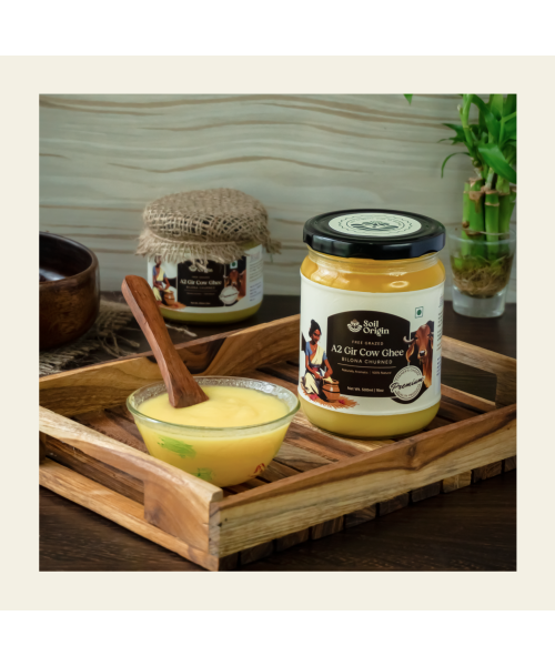 Soil Origin: A2 Gir Cow Ghee (Bilona Churned)  250ml