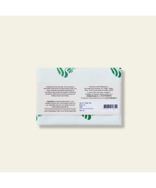 Soil Origin: Activated Charcoal & Lemongrass Body Soap   100gm