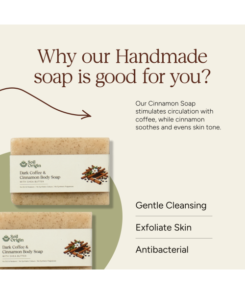 Soil Origin: Dark Coffee and Cinnamon Body Soap   100gm