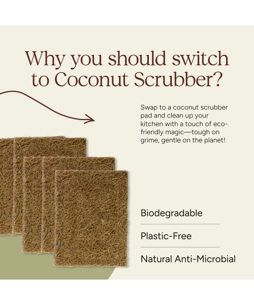 Soil Origin: Coconut Coil Scrubber Pad (Dishwasher)  Set of 5