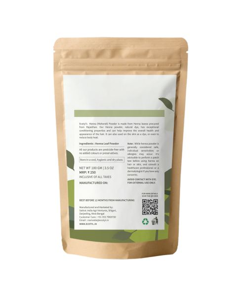 Ecotyl: Henna Powder | Natural Hair Dye | Hair Strengthening | 100gm