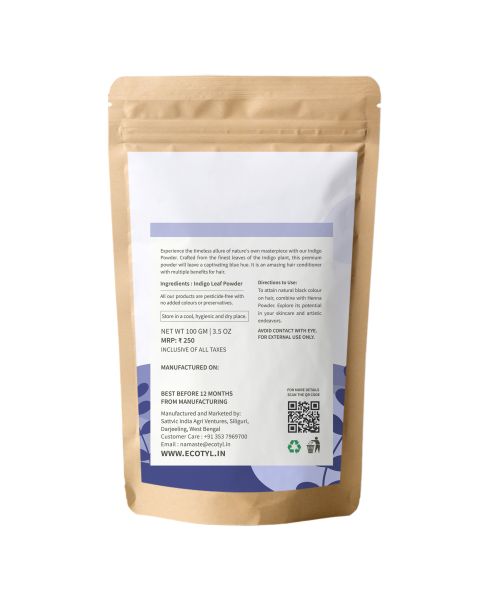 Ecotyl: Indigo Powder | Neel Avuri | Natural Hair Dye | Hair Conditioning | 100gm