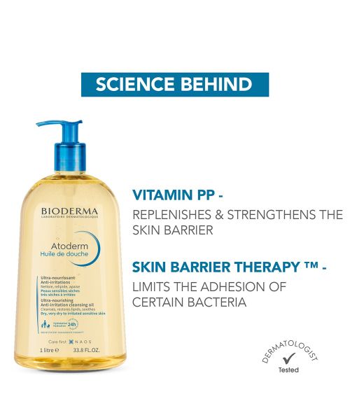Bioderma: Atoderm huile de douche anti irritation cleansing oil face and body moisturizer 1ltr