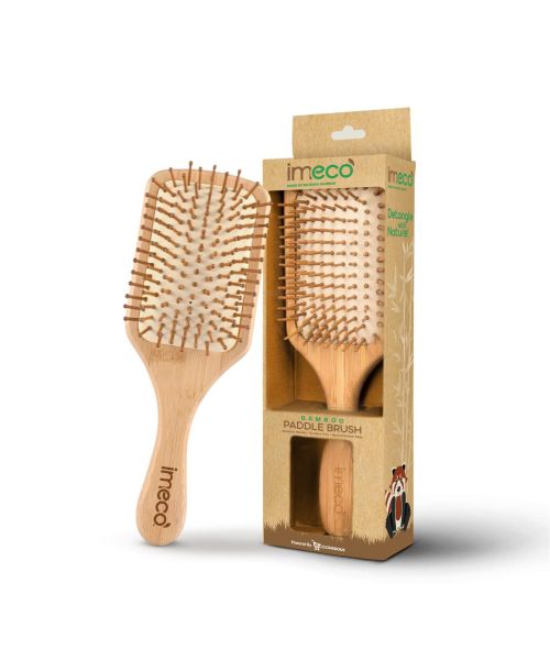 IMECO: Bamboo Hair Brush Comb | Flat Paddle Brush Comb | Detangling Hair | Unisex | Pack of 1
