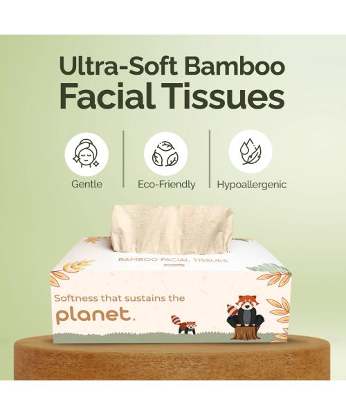 IMECO: Bamboo Facial Tissue | Soft & Highly Absorbent | 2-Ply | 100 Pulls Per Pack | Pack of 2