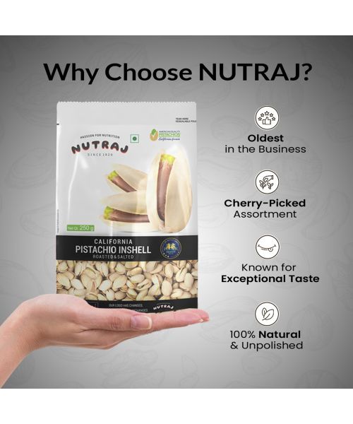Nutraj: California Roasted & Salted Pistachios - 250gm