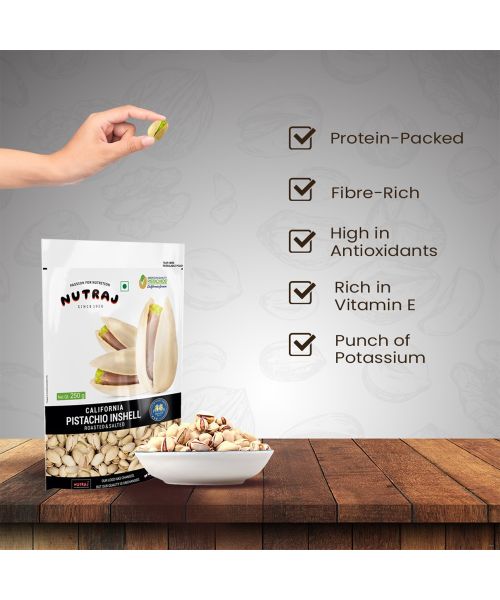 Nutraj: California Roasted & Salted Pistachios - 250gm