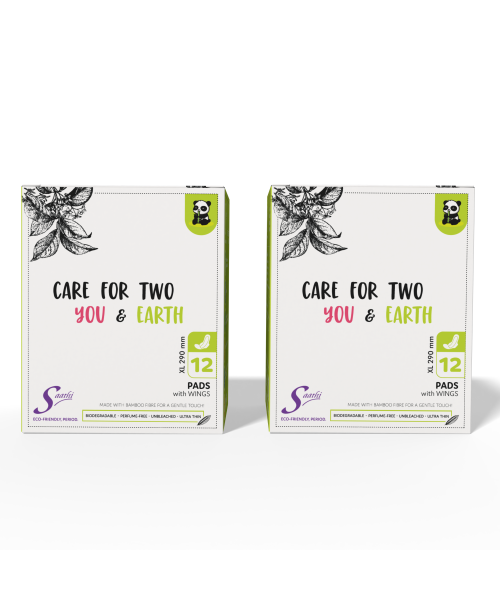 Saathi: Organic Bamboo XL ( 290MM ) Sanitary Napkins    Pack of 12 X 2 - 24 Pads (Medium)
