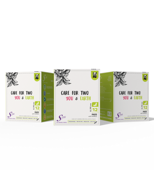 Saathi: Biodegradable Bamboo XXL ( 350MM) Sanitary Pads  Pack of 12 X 3 - 36 Pads (Overnight)