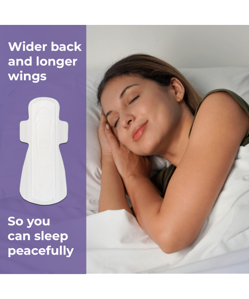 Saathi: Compostable Bamboo Sanitary Pads XXL ( 350MM)   Pack of 12 X 1 - 12 Pads (Overnight)