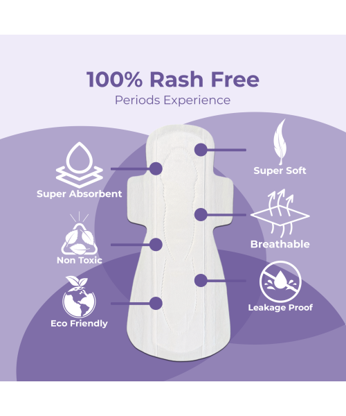 Saathi: Compostable Bamboo Pads - Gentle on Skin   Pack of 12 X 1 - 12 Pads (4 Reg + 4 XL + 4 ON)