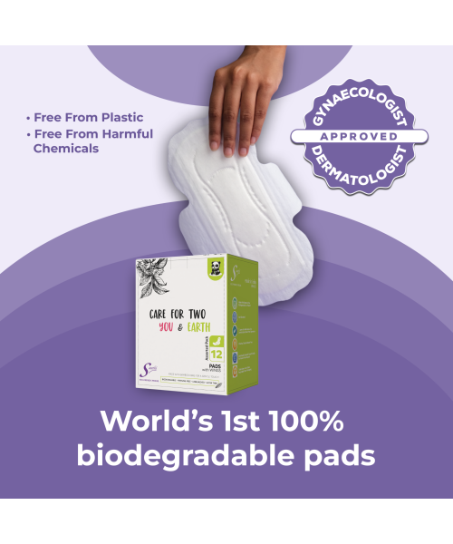 Saathi: Plant-Based Bamboo Pads - No Fragrance  Pack of 12 X 2 - 24 Pads (12 Reg + 12 XL)