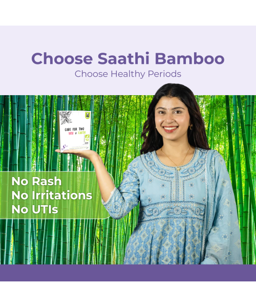 Saathi: Bamboo Sanitary Pads - Compostable | All-Day Protection  Pack of 12 X 3 - 36 Pads (18 Reg + 18 ON)