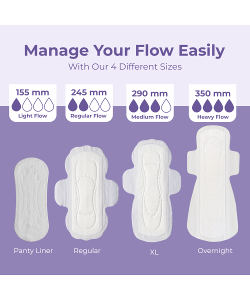 Saathi: Compostable Bamboo Sanitary Pads XXL ( 350MM)   Pack of 12 X 1 - 12 Pads (Overnight)