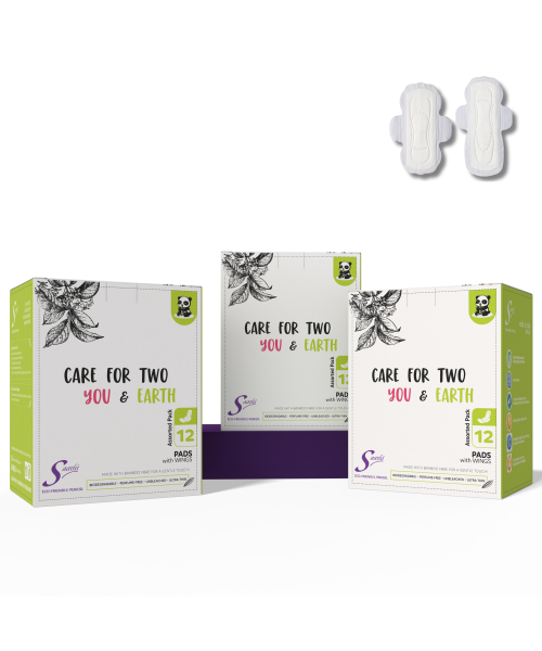 Saathi: Bamboo Sanitary Pads - Compostable | All-Day Protection  Pack of 12 X 3 - 36 Pads (18 Reg + 18 XL)