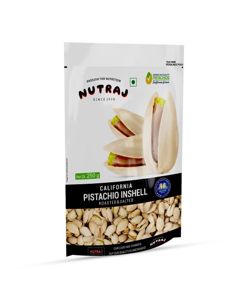 Nutraj: California Roasted & Salted Pistachios - Pack of 2 - 250gm each