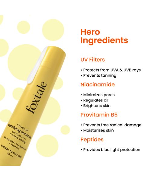 Foxtale: SPF 70 Gel-Cream Sunscreen for Oily Skin with PA++++ & Niacinamide   50ml