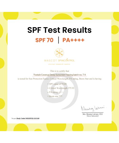 Foxtale: Dewy Sunscreen SPF 70 PA++++ With Niacinamide + Provitamin B5 + Vitamin E   50ml