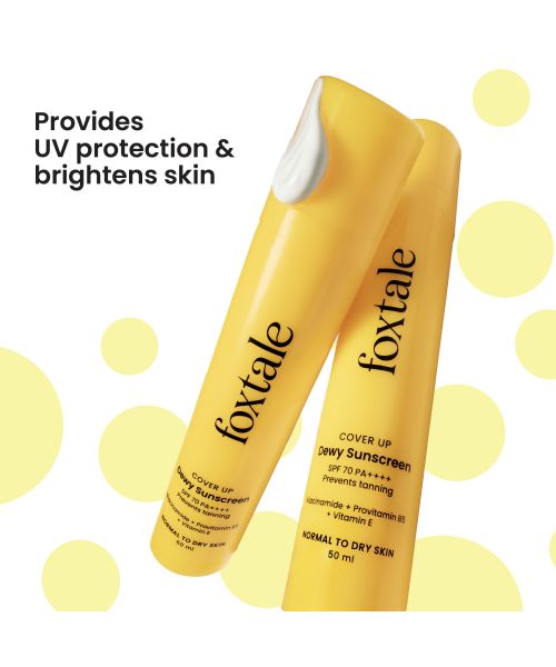 Foxtale: Dewy Sunscreen SPF 70 PA++++ With Niacinamide + Provitamin B5 + Vitamin E   50ml