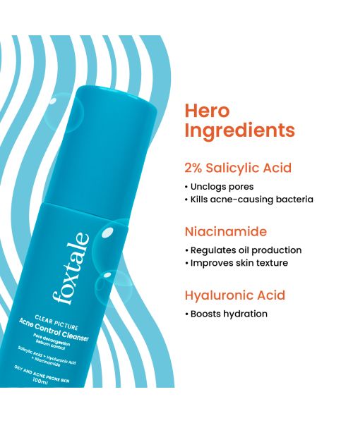 Foxtale: Acne Control Cleanser with Salicylic Acid & Niacinamide   100ml