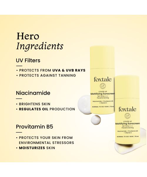 Foxtale: SPF 70 Gel-Cream Sunscreen for Oily Skin with PA++++ & Niacinamide  15ml