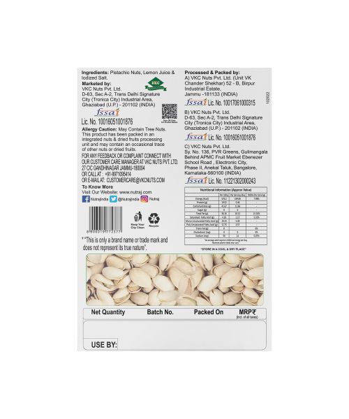 Nutraj: Pistachios Inshell Roasted Salted 200gm, Pista