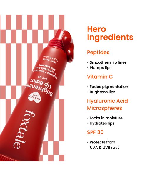 Foxtale: Brightening Lip Balm With Peptides, Vitamin C & Hyaluronic Acid - Ruby Glaze   12ml