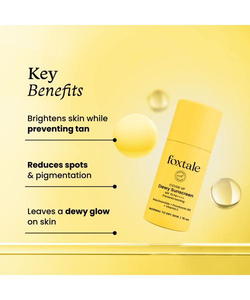 Foxtale: Dewy Sunscreen SPF 70 PA++++ With Niacinamide + Provitamin B5 + Vitamin E   15ml