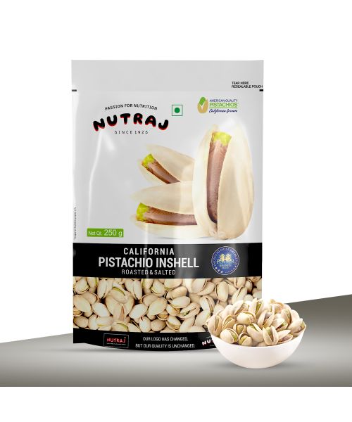 Nutraj: California Roasted & Salted Pistachios - Pack of 2 - 250gm each