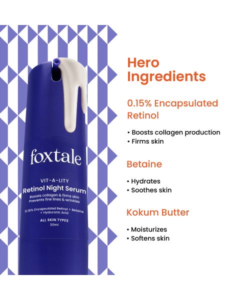 Foxtale: 0.15% Encapsulated Retinol Night Serum Boosts Collagen    30ml