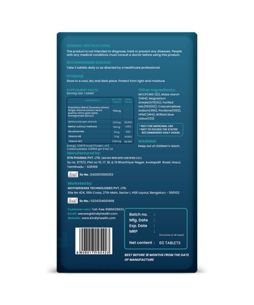 Kindly Health: Reload Erexon | Pack of 1 (60 Tablets) | With Horny Goat Weed, Muira Puama & Vitamin B12 