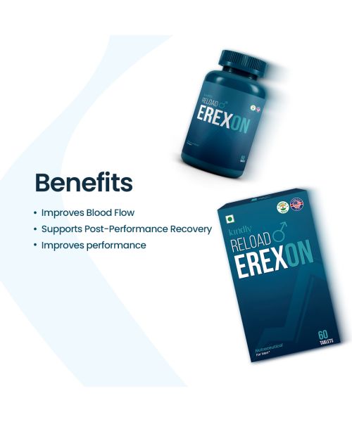 Kindly Health: Reload Erexon | Pack of 1 (60 Tablets) | With Horny Goat Weed, Muira Puama & Vitamin B12 